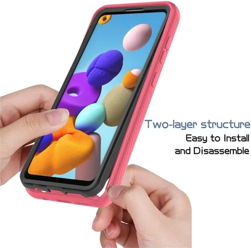 Vista 7 de Asuwish Funda de teléfono para Samsung Galaxy A21S con protector de pantalla de vidrio templado y soporte delgado, funda protectora híbrida