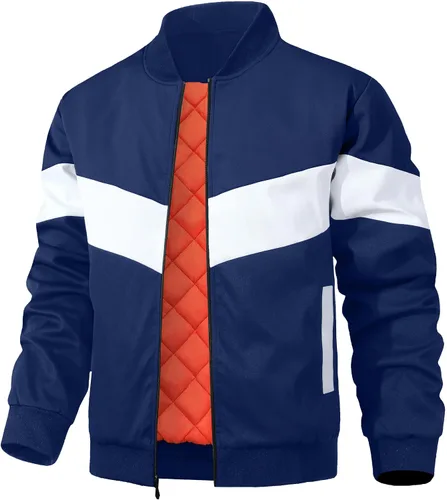 Vista 11 de HYPESTFIT Chaqueta bomber para hombre, casual, resistente al viento, para otoño e invierno, abrigos, acolchados, con aislamiento