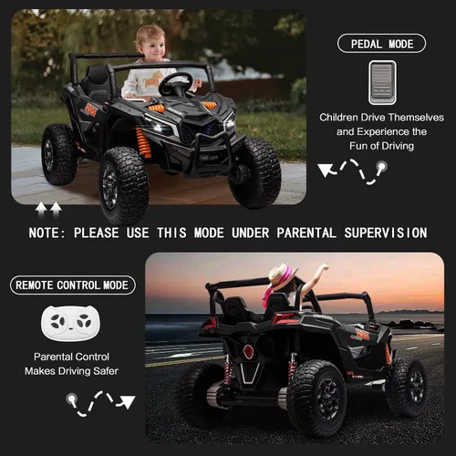 Vista 6 de MOLACHI juguetes de paseo de 24 V para niños grandes, UTV eléctrico para niños de 4 ruedas con ruedas EVA, vehículos de control remoto para niños