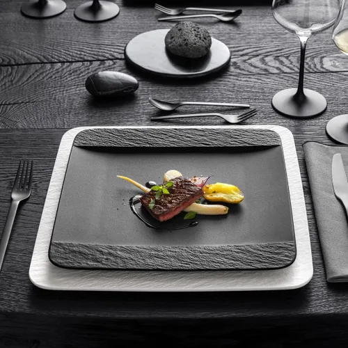 Vista 4 de Villeroy & Boch Manufacture Rock Square Plato llano de porcelana
