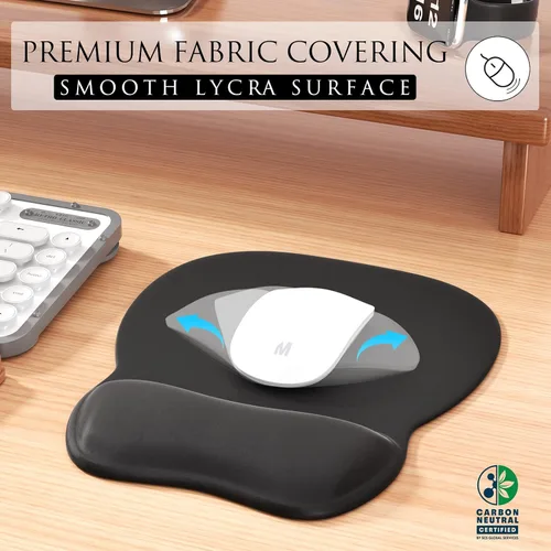 Vista 2 de MROCO - Alfombrilla ergonómica para mouse con reposamuñecas de gel, 9.4 x 8.1 pulgadas, color negro Ergonomic Shape Design for Pain Relief