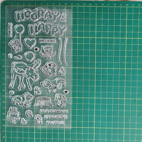 Vista 7 de Hooray Happy BIRTHAY - Juego de sellos y troqueles para hacer tarjetas, sellos transparentes y troqueles de corte de metal para álbumes de recortes