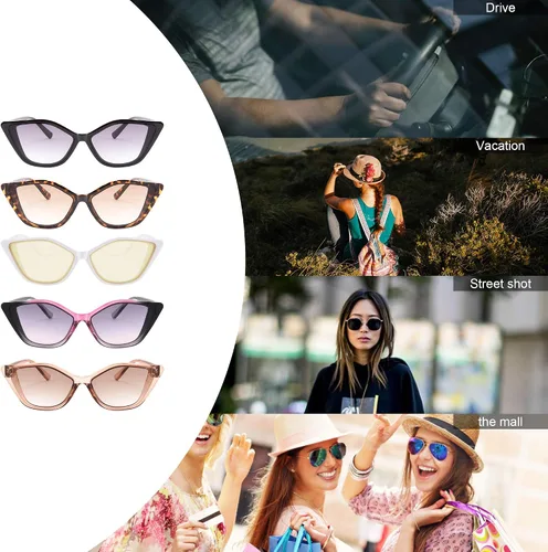 Vista 6 de Karsaer - Gafas de sol para mujer, diseño de ojo de gato, diseño irregular