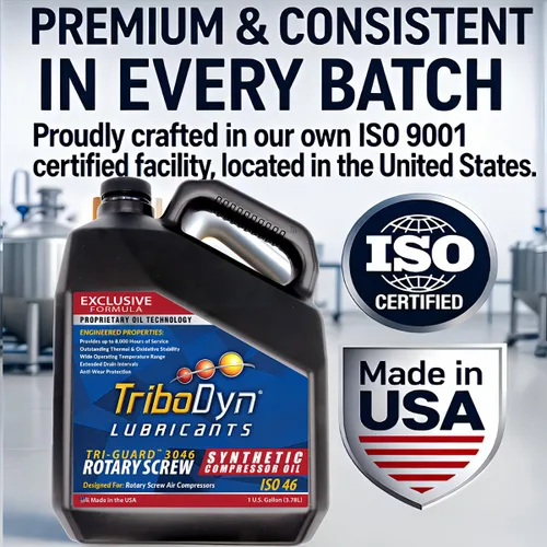 Vista 9 de Tri-Guard 3046 ISO 46 - Aceite sintético para compresor de aire – Intervalo de drenaje de 8,000 horas, protección de barniz y óxido, demulsible, sin