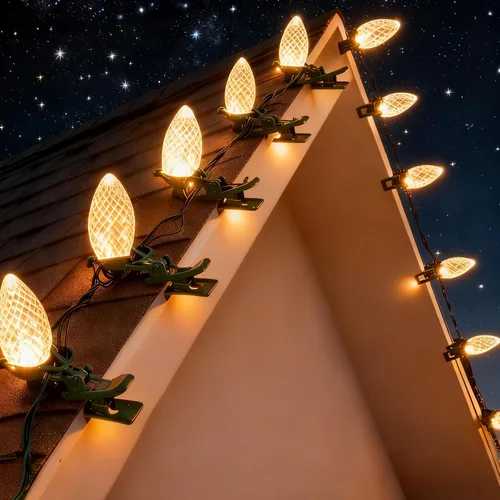 Vista 10 de Dazzle Bright C9 - Guirnalda de luces de Navidad, 100 luces LED de 66 pies, impermeables, conectables con 100 clips de resorte, decoración de Rojo