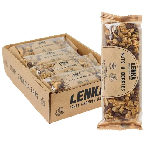 Vista 7 de Lenka Discovery - Paquete de 12 bocadillos de granola con alto contenido de fibra, caramelo salado, bayas omega, vainilla expreso, mantequilla