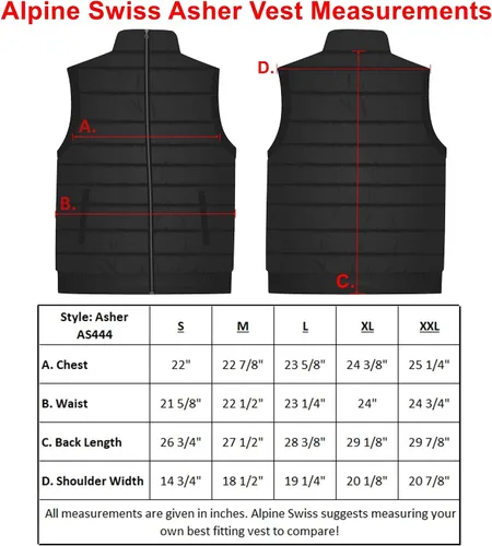 Vista 2 de Alpine Swiss Asher - Chaleco alternativo ligero para hombre
