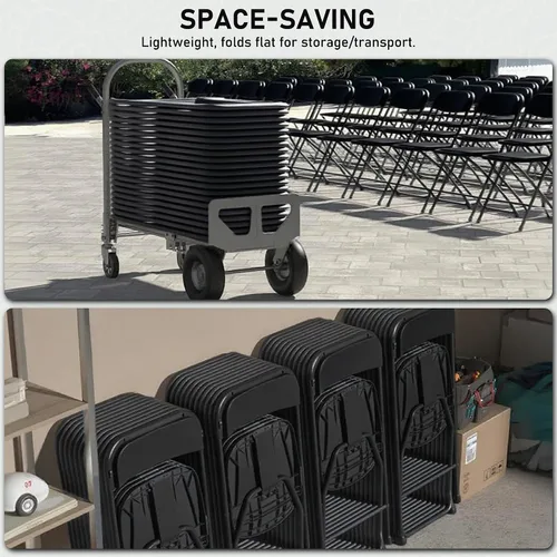 Vista 7 de SEALAMB Sillas plegables de plástico, paquete de 10, sillas negras portátiles comerciales para interiores y exteriores, para oficina en casa, boda