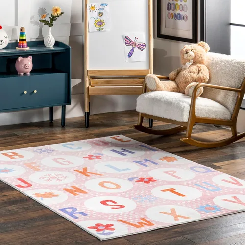 Vista 13 de nuLOOM Aloisia Bunny - Alfombra lavable a máquina, 4 x 6, azul
