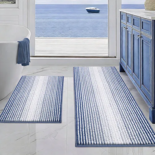 Vista 80 de BSICPRO Tapetes de baño de felpilla, 20 x 32 pulgadas, antideslizantes, absorbentes, suaves, peludos, para baño, lavables a máquina (salvia)