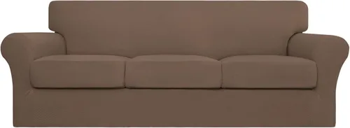 Vista 58 de Easy-Going Funda elástica de sofá de 4 piezas de gran tamaño para perros, funda de sofá lavable para 3 cojines separados, protector de muebles Negro