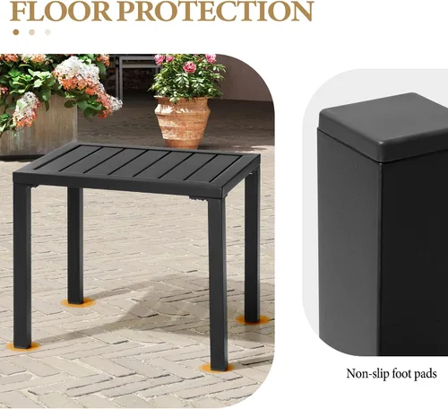 Vista 6 de Crestlive Products Mesa auxiliar para exteriores, mesa auxiliar rectangular de aluminio, mesa de café para patio pequeño para interiores y Negro