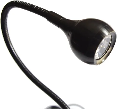 Vista 2 de Luz blanca Acuario LED Spotlight Metal Serpentine Tube Ángulo Ajustable USB Clip Lámpara DC 5 Voltios 3 W (NEGRO)