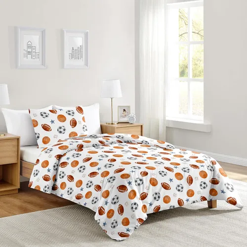 Vista 9 de Sweet Jojo Designs Juego de edredón individual de 2 piezas (deportes con parches de béisbol) para niños, ropa de cama para niños, ropa de cama