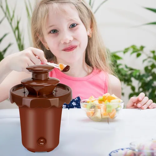 Vista 6 de Máquina de fuente de chocolate, mini fuente de chocolate portátil alimentada por batería, máquina de fondue inalámbrica de 2 niveles con 10