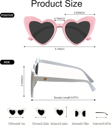 Vista 3 de PartyGifts&beyond Gafas de sol de despedida de soltera con forma de corazón, paquete de 10 lentes de sol para despedida de soltera