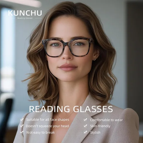 Vista 3 de Oversized Reading Glasses for Women & Men - Blue Light Blocking for Computer/Phones, Magnifying Readers