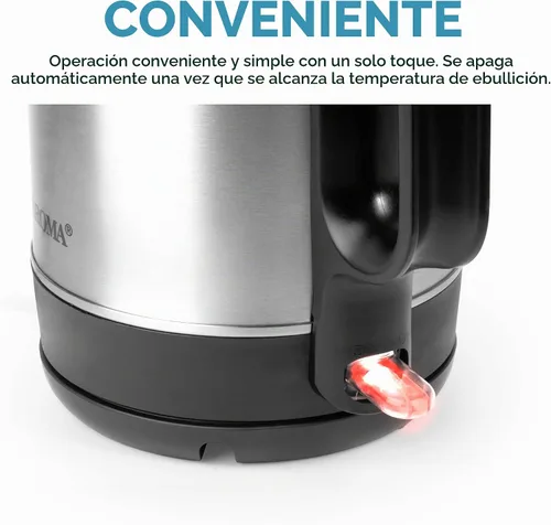 Vista 3 de AROMA® Hervidor eléctrico de 1.7 litros con ebullición rápida y apagado automático en acero inoxidable (AWK-1401SB)
