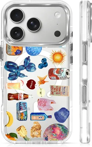 Vista 102 de Funda para iPhone 13 Pro, transparente con bonito patrón de tiburón azul, compatible con Magsafe funda protectora suave para mujeres y niñas (blanco)