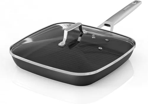 Vista 8 de MsMk - Sartén cuadrada con tapa de 9.5 pulgadas, sartén de parrilla antiadherente de titanio y cerámica, mango Stay-Cool, compatible con todas