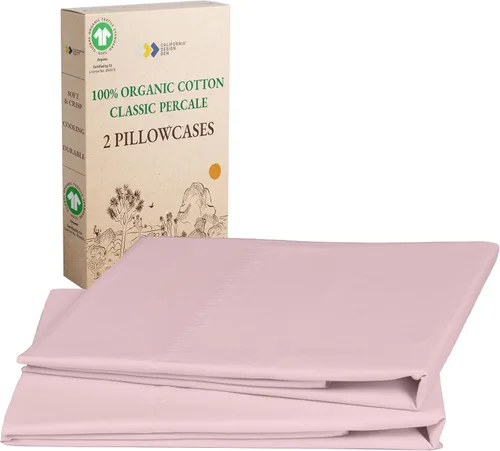 Vista 11 de California Design Den Juego de 2 fundas de almohada de 100 % algodón orgánico tamaño Queen/estándar, suaves y nítidas fundas de almohada de algodón