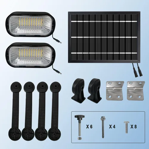 Vista 5 de Luz de señal solar comercial, panel solar de 5.5 V 5.2 W y cabezales de lámpara de aluminio de metal, luz de cartelera 3.7 voltios 5200 mAh