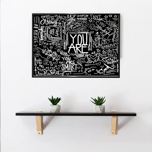Vista 5 de KJHL Quote You Are - Tapiz de pared en blanco y negro inspiracional para aula, tapices infantiles para colgar en la pared, afirmaciones