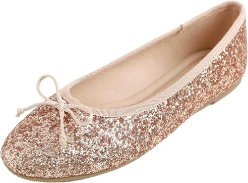 Vista 10 de FEVERSOLE Zapatos planos de ballet de patente para mujer, color macarrón colorido Beige