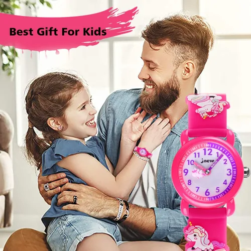 Vista 7 de Reloj de pulsera para niños de 3 a 10 años, diseño de unicornio de dibujos animados, impermeable, de silicona, para niños pequeños, el mejor regalo