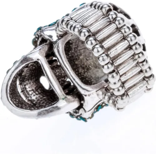 Vista 5 de Szxc Anillo elástico de calavera para mujer, tamaño 7 a 9, anillo de banda elástica, mandíbula móvil, soporte para bufanda de seda, joyería
