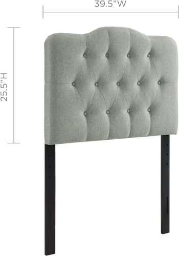Vista 2 de Modway MOD-5160 Annabel - Cabecero tapizado con botones de estilo capitoné en tela de lino para cama individual en color gris