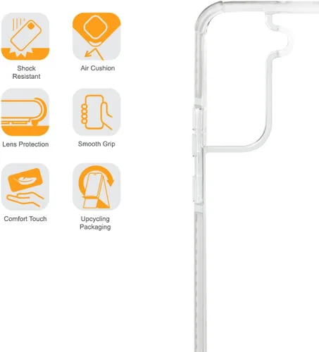 Vista 7 de Armor Classics - Funda para Samsung Galaxy S22, transparente con cinta gris claro