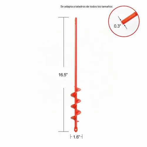 Vista 2 de MAXCCINO Broca de Barrena para Plantar 1.6"(D) x16.5"(L), Broca de Taladro en Espiral para Tierra de Jardín con Impulsor Hexagonal de 3/8