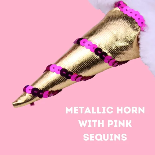 Vista 3 de Needzo Diadema de unicornio con accesorio para el cabello de melena de arcoíris