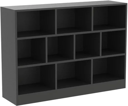 Vista 4 de Cozy Castle - Estantería negra de 3 niveles, estante abierto, organizador de almacenamiento de 10 cubos con dispositivo antivuelco, estantería