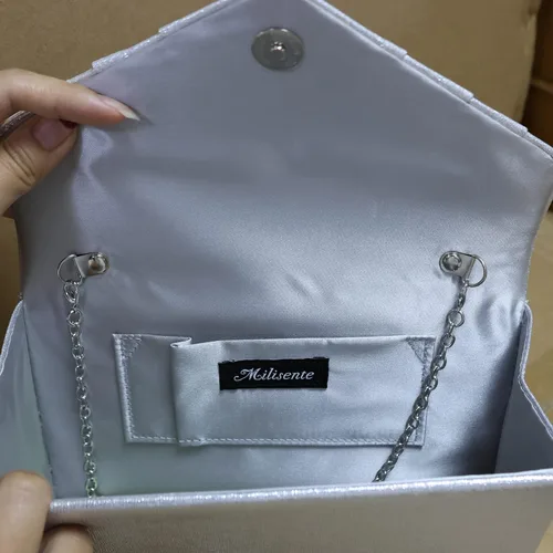 Vista 5 de Milisente Bolso de noche para mujer, de gamuza plisada, bolso de mano
