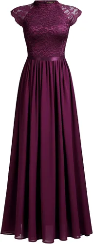 Vista 5 de Miusol Vestido largo formal sin mangas con encaje floral para dama de honor