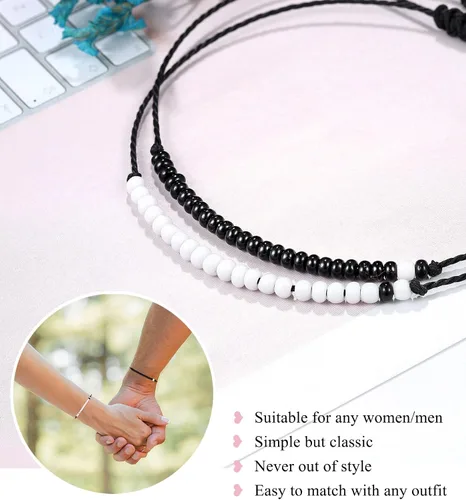Vista 3 de UNGENT THEM - Pulseras Pinky Promise para parejas o mejores amigos juego de pulseras para relaciones a distancia bisutería de regalo para mujeres