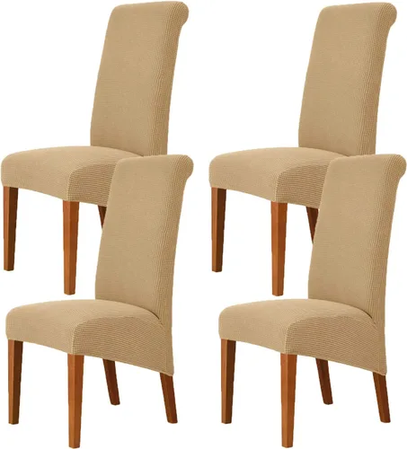 Vista 12 de Deisy Dee Fundas Elásticas XL/Extragrandes de Spandex Suave Extra Grande para Sillas de Comedor de Cocina, Protectores de Sillas Desmontables y Negro