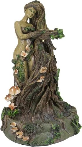 Vista 3 de Ebros Gift Whispering Forest Celta Greenman Árbol Mujer Gaia Ent Retorno Incienso Cono Quemador Aroma Aroma Estatuilla Diosa Cuernos Árbol