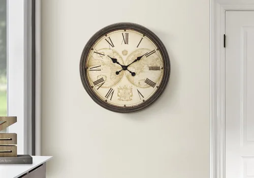 Vista 2 de Monarch Specialties I 9048 Relojes, 20" redondo, reloj de pared, marrón antiguo, de transición