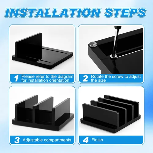 Vista 3 de Soporte vertical ajustable para computadora portátil, soporte acrílico de 3 ranuras para laptop, base invisible para computadora portátil, todos