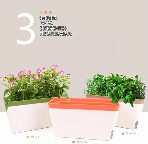 Vista 4 de OurWarm Juego de 3 macetas de hierbas de riego automático para alféizar de ventana, macetas de jardín de hierbas de interior de 10.5 pulgadas