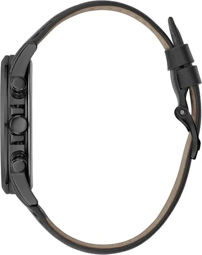 Vista 2 de GUESS Reloj de cuero chapado iónico, Negro -, Reloj analógico