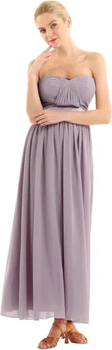 Vista 3 de YiZYiF Vestido de dama de honor plisado de gasa para mujer