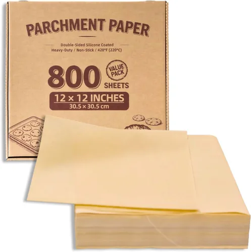 Vista 30 de Cuadrados pequeños de pergamino precortados a granel de 5 x 5, 3200 hojas, sin blanquear, antiadherentes, para envoltorios de dulces, papel de Marrón