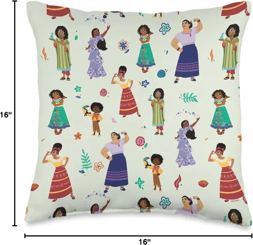 Vista 4 de Disney Encanto Mirabel Bruno Isabela y Madrigal Family - Almohada de 16 x 16 pulgadas, multicolor