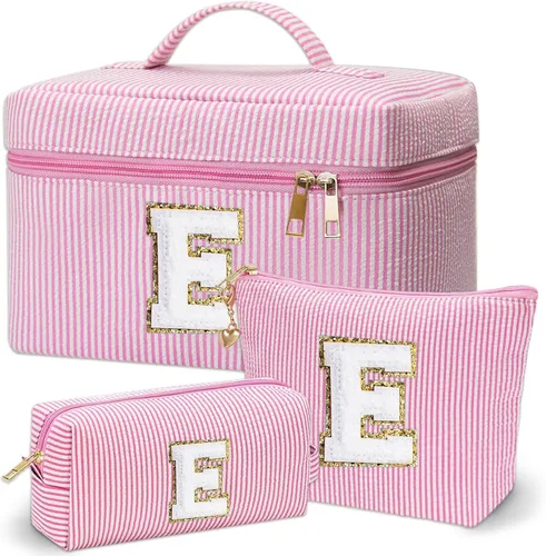 Vista 48 de Bolsa de maquillaje Adoryoung 3 piezas rosa+azul, Azul, A