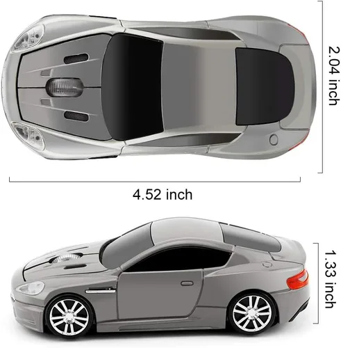 Vista 6 de Ratón inalámbrico del coche deportivo Gaming Ratones ópticos Receptor USB portátil 2.4GHz (gris)