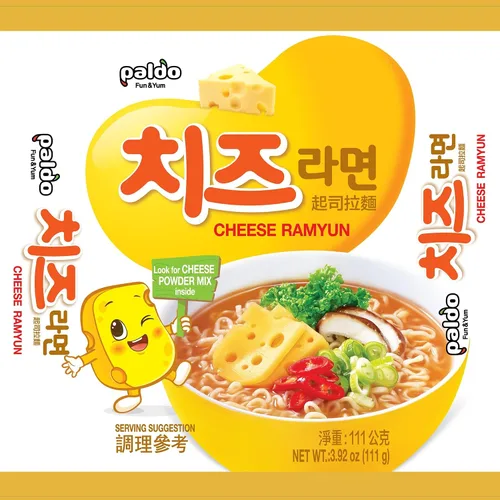 Vista 4 de Paquete de 8 fideos Ramyun Paldo Cheese Fromage, 3.92 onzas